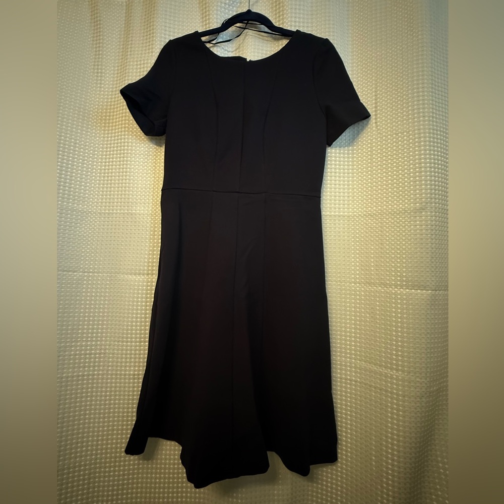 Premise Dark Navy Blue Midi Dress with Short Sleeves